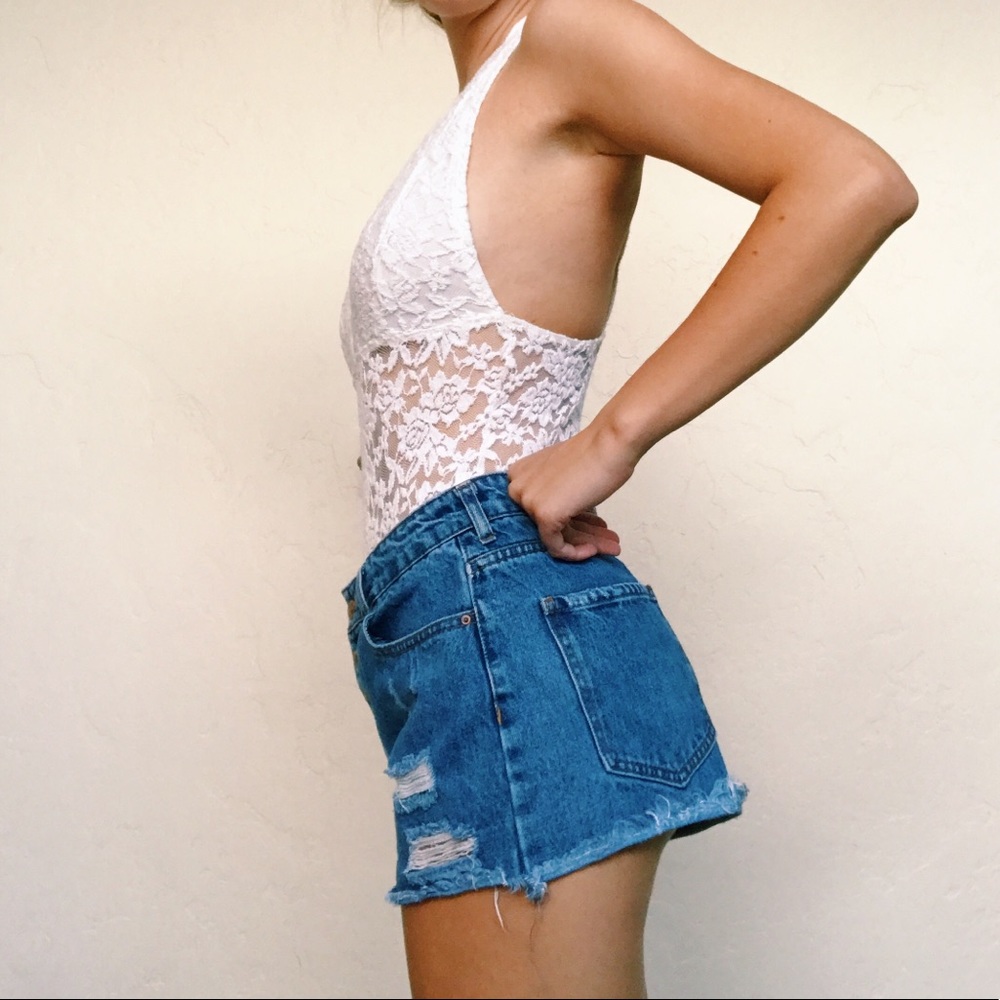 Ambiance White Lace Body Suit M